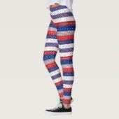 Leggings Motif de rayures patriotiques rouges blanches et b (Gauche)