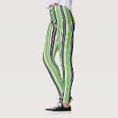 Leggings Motif de rayures vert noir blanc (Gauche)