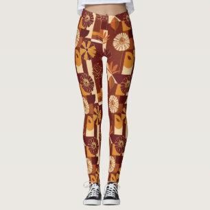 Leggings Motif de récolte floral de Thanksgiving