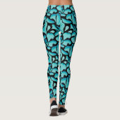 Leggings Motif de répétition feuille bleue (Dos)