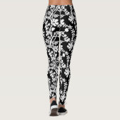 Leggings Motif de répétition Floral noir et blanc (Dos)