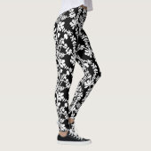 Leggings Motif de répétition Floral noir et blanc (Droite)