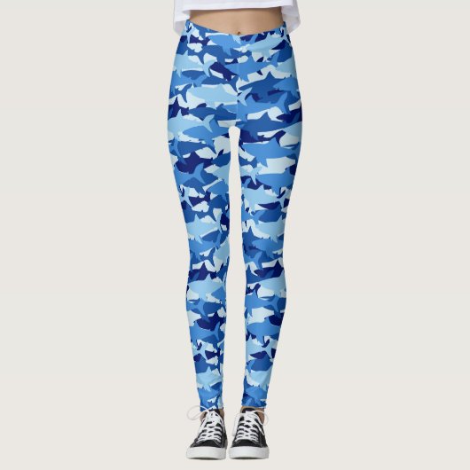 Leggings Motif de requin bleu (Devant)