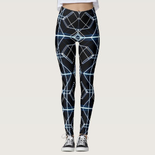 Leggings Motif de réseau néon futuriste