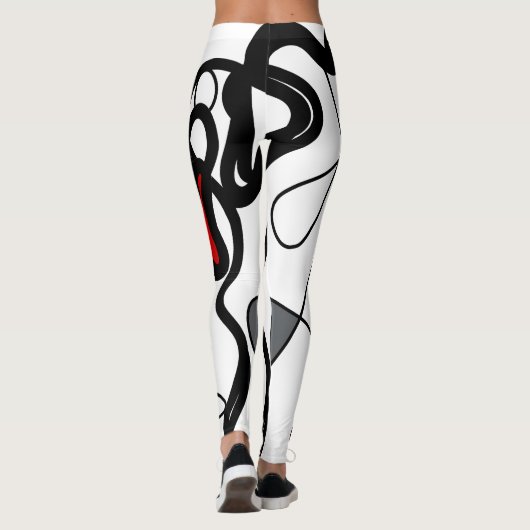 Leggings Motif de rétention : Abstrait noir, blanc, gris et (Dos)