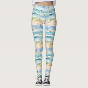 Leggings Motif de rivage de bécasseau côtier (2)