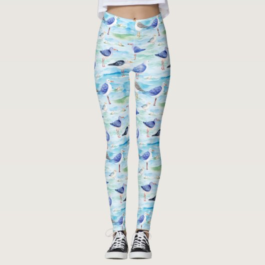 Leggings Motif de rivage de bécasseau côtier (3) (Devant)