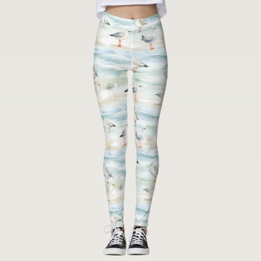 Leggings Motif de rivage de bécasseau côtier (6) (Devant)