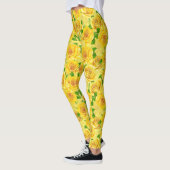 Leggings Motif de rose d'aquarelle jaune (Gauche)
