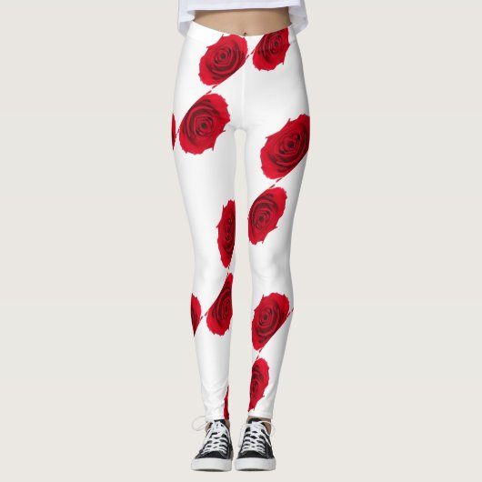 Leggings motif de roses rouges (Devant)