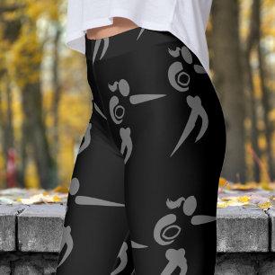 Leggings Motif de rugby féminin noir puissant