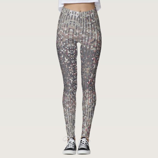 Leggings Motif de séquence en cristal blanc argenté (Devant)