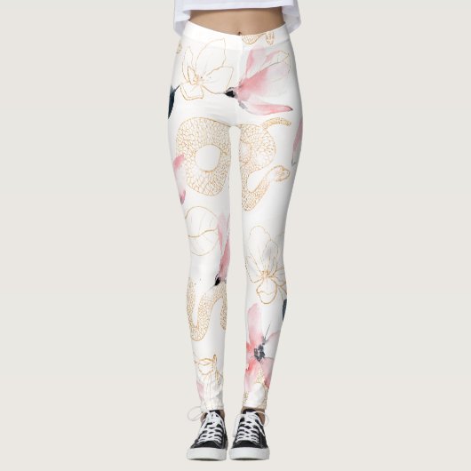 Leggings Motif de serpent rose (Devant)
