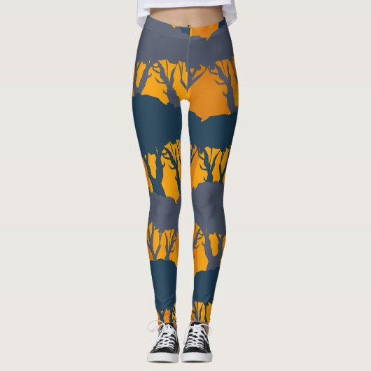 Leggings Motif de silhouette forestière (Devant)