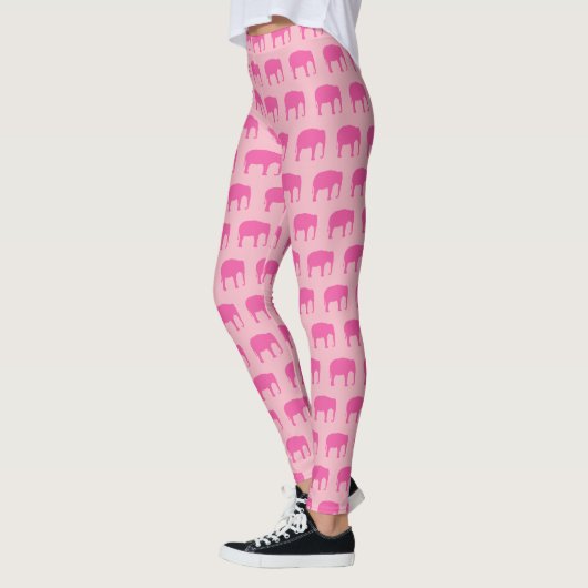 Leggings Motif de silhouettes d'éléphant rose (Gauche)