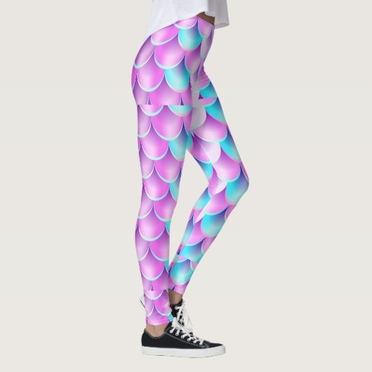 Leggings motif de sirène holographique bleu violet (Droite)