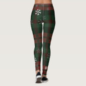 Leggings Motif de snowflakes Red Green Check (Dos)