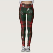 Leggings Motif de snowflakes Red Green Check (Devant)
