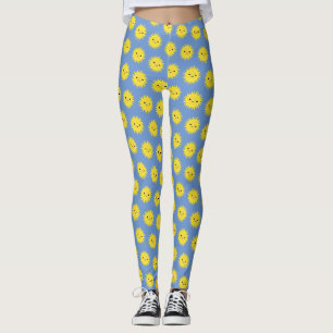 Leggings Motif de soleil souriant kawaii mignon