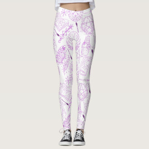 Leggings motif de sorcellerie 2506.Violet. BG blanc