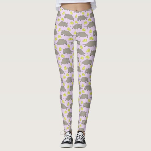 Leggings Motif de souris rose (Devant)