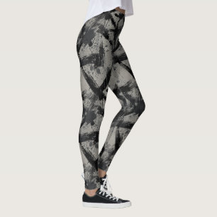 Leggings Motif de streetwear noir en détresse Grunge