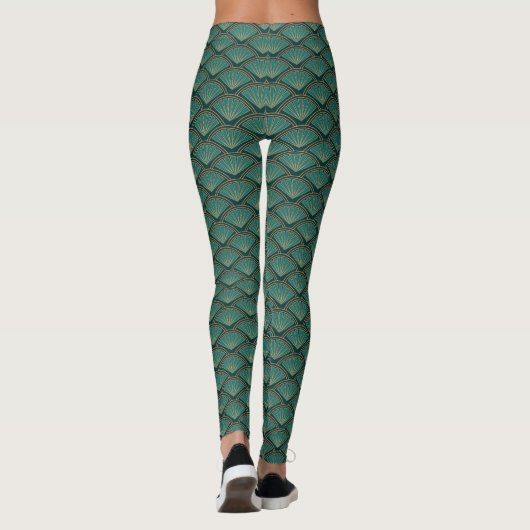 Leggings Motif de style Art déco en vert turquoise (Dos)