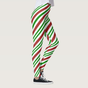 Leggings Motif de sucre de canne de couleur rouge et verte