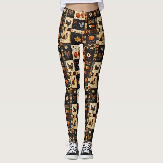 Leggings Motif de surface composée d'art populaire primitif (Devant)