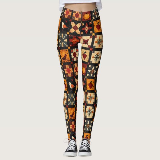 Leggings Motif de surface composée en Patchwork Automne Rus (Devant)