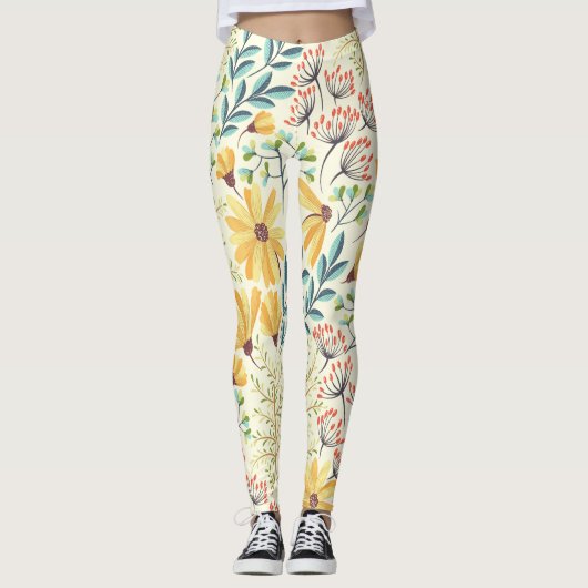 Leggings Motif de surface florale - Papier peint Abstrait é (Devant)