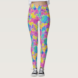 Leggings Motif de taches à l'aquarelle coloré et artistique