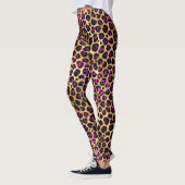 Leggings Motif de taches Leopard violet et or élégant (Gauche)