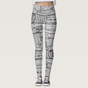 Leggings Motif de tapisserie Tribal dessiné à la main