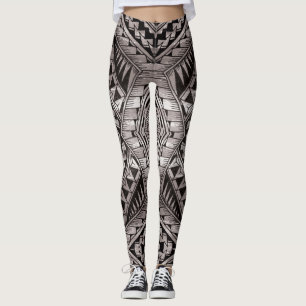 Leggings Motif de tatouage tribal noir et blanc moderne
