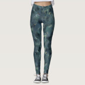 Leggings Motif de teinture Abstraite foncé vert foncé (Devant)