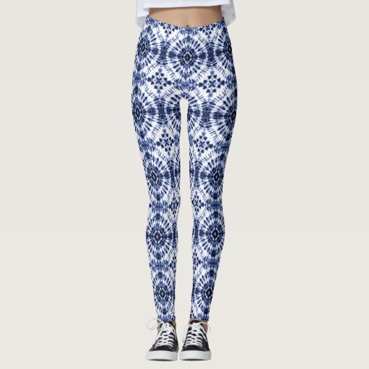 Leggings Motif de teinture bleu foncé (Devant)