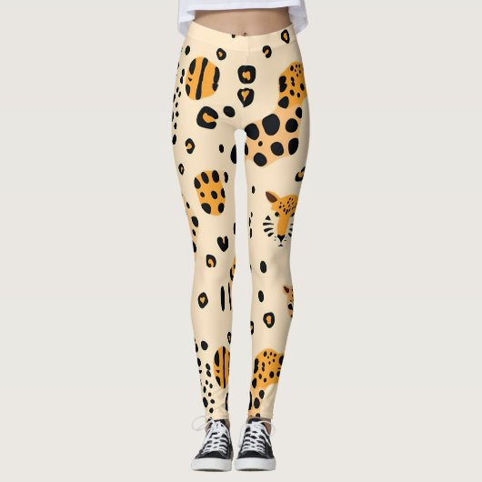 Leggings Motif de Têtes de léopard (Devant)