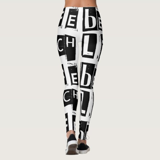 Leggings Motif de texte Black and White Beach Life (Dos)