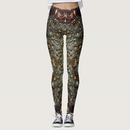 Leggings motif de texture brun Abstrait, gris foncé (Devant)