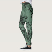 Leggings Motif de texture marbre en noir et vert (Gauche)