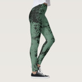Leggings Motif de texture marbre en noir et vert (Droite)