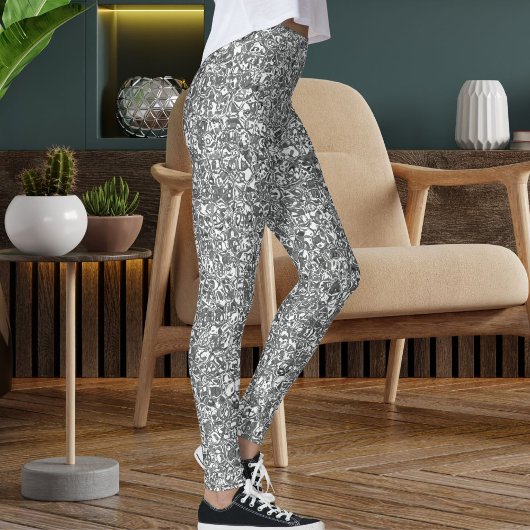 Leggings Motif de texture Parties scintillant argenté moder