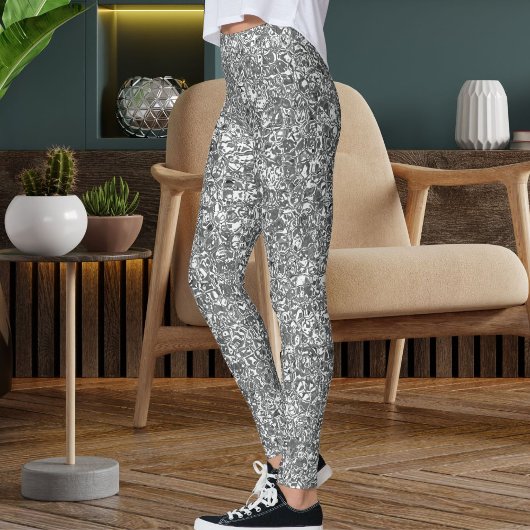 Leggings Motif de texture Parties scintillant argenté moder