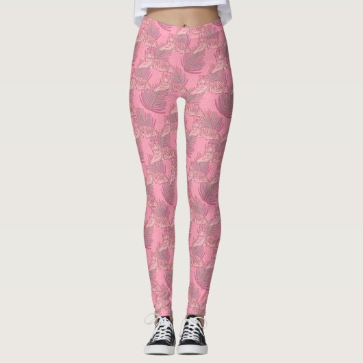 Leggings Motif de tigre de la Jungle rose (Devant)