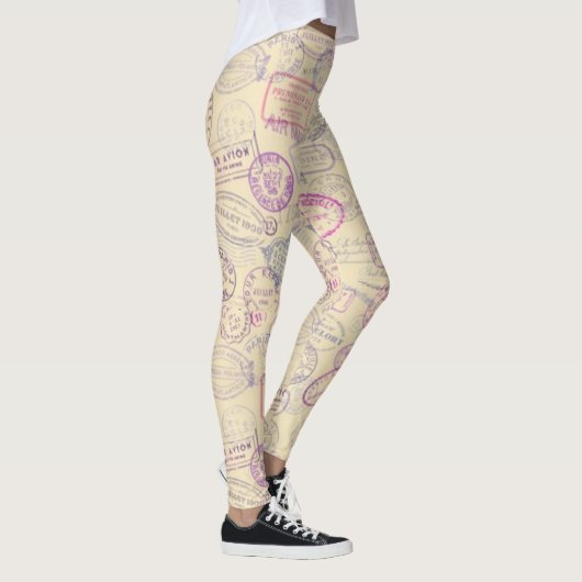 Leggings Motif de timbre de voyage de passeport (Droite)