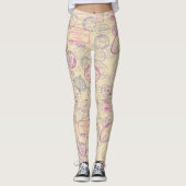 Leggings Motif de timbre de voyage de passeport (Devant)