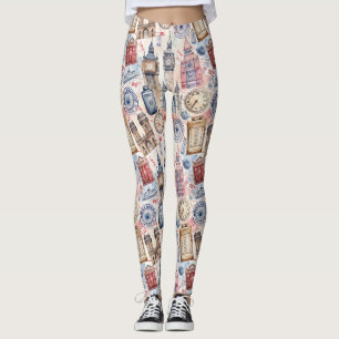 Leggings Motif de timbre de voyage vintage (5)