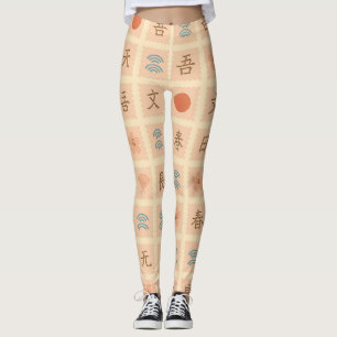 Leggings Motif de timbre japonais vintage