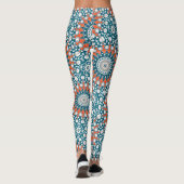 Leggings Motif de totem géométrique Mandala Turquoise orang (Dos)